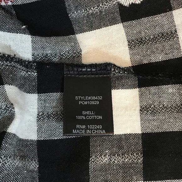 Skies Are Blue Black and White Check Embroidered Blouse Size Large - Picture 7 of 12